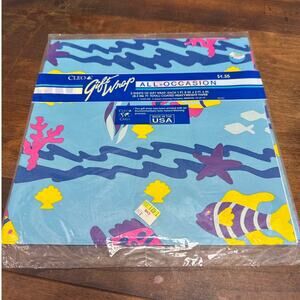 Vintage Cleo Gift Wrap Paper Made In USA All Occasion Tropical Fish Print 90's